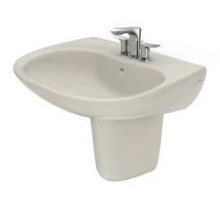 TOTO Prominence Oval Wall-Mount Bathroom Sink with CEFIONTECT and Shroud for 4 Inch Center Faucets, Sedona Beige, Vitreous China, LHT242.4G#12