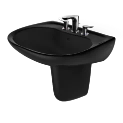 TOTO Prominence Oval Wall-Mount Bathroom Sink and Shroud for 8 Inch Center Faucets, Ebony, Vitreous China, LHT242.8#51