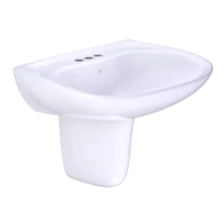 TOTO Prominence Oval Wall-Mount Bathroom Sink with CEFIONTECT and Shroud for 4 Inch Center Faucets, Cotton White, Vitreous China, LHT242.4G#01