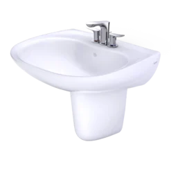 TOTO Prominence Oval Wall-Mount Bathroom Sink with CEFIONTECT and Shroud for 4 Inch Center Faucets, Cotton White, Vitreous China, LHT242.4G#01