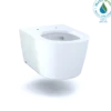 TOTO RP Wall-Hung Contemporary D-Shape Dual Flush 1.28 and 0.9 GPF Toilet with CEFIONTECT, Cotton White, Vitreous China, CT447CFG#01