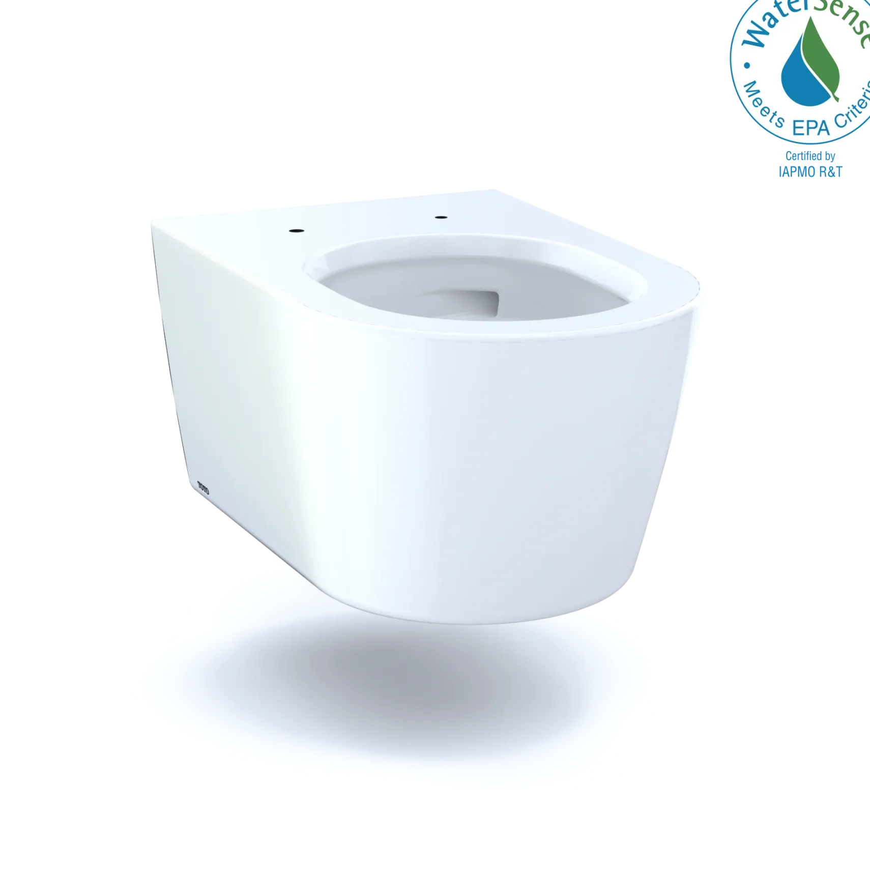 TOTO RP Wall-Hung Contemporary D-Shape Dual Flush 1.28 and 0.9 GPF Toilet with CEFIONTECT, Cotton White, Vitreous China, CT447CFG#01