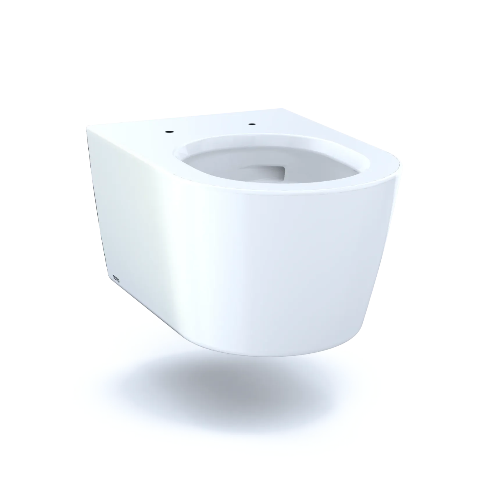 TOTO RP Wall-Hung Contemporary D-Shape Dual Flush 1.28 and 0.9 GPF Toilet with CEFIONTECT, Cotton White, Vitreous China, CT447CFG#01