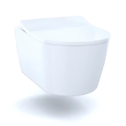 TOTO RP Wall-Hung Contemporary D-Shape Dual Flush 1.28 and 0.9 GPF Toilet with CEFIONTECT, Cotton White, Vitreous China, CT447CFG#01