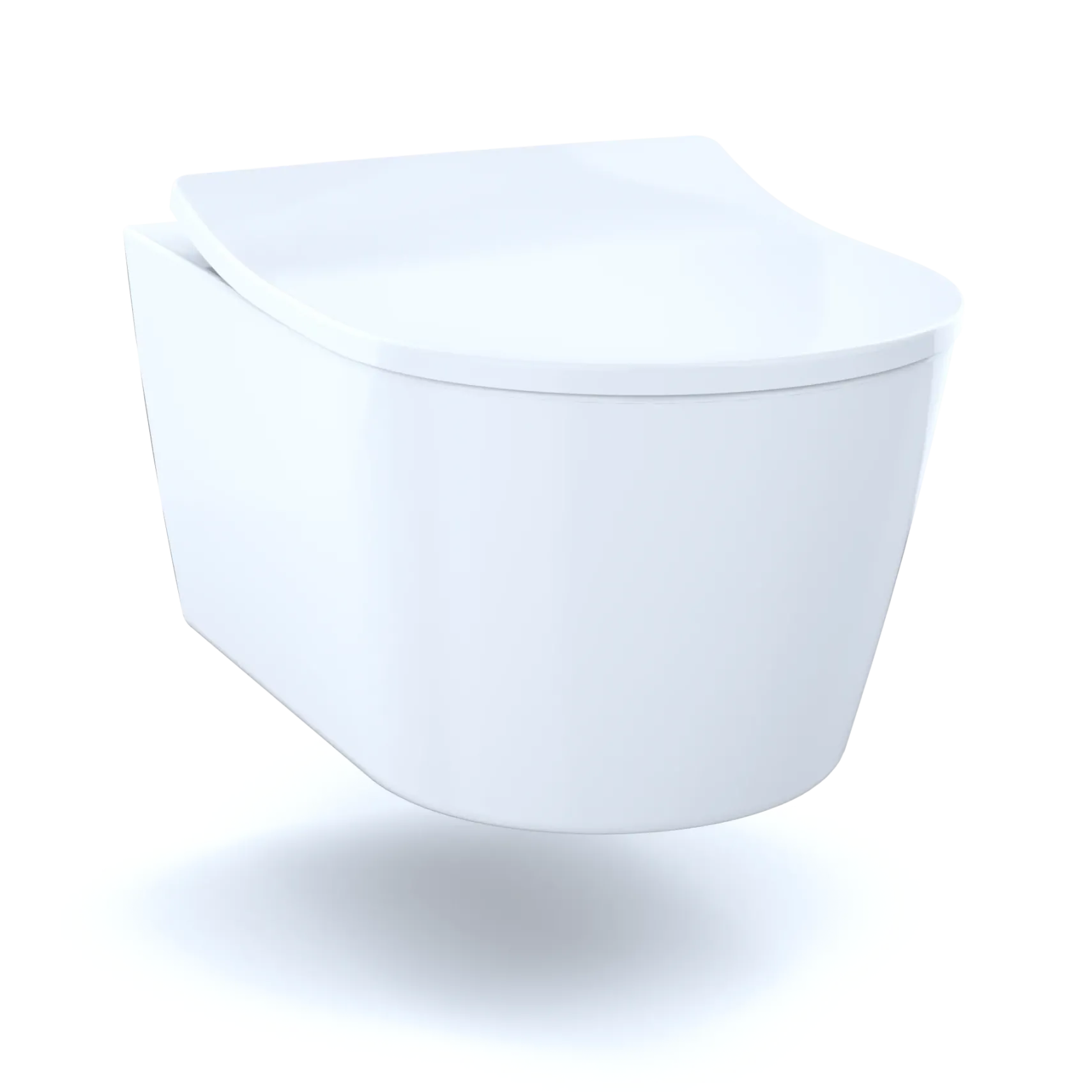 TOTO RP Wall-Hung Contemporary D-Shape Dual Flush 1.28 and 0.9 GPF Toilet with CEFIONTECT, Cotton White, Vitreous China, CT447CFG#01