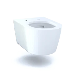 TOTO RP Wall-Hung Contemporary D-Shape Dual Flush 1.28 and 0.9 GPF Toilet with CEFIONTECT, Cotton White, Vitreous China, CT447CFG#01