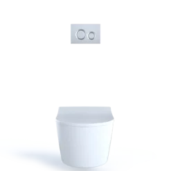TOTO RP Wall-Hung Contemporary D-Shape Dual Flush 1.28 and 0.9 GPF Toilet with CEFIONTECT, Cotton White, Vitreous China, CT447CFG#01