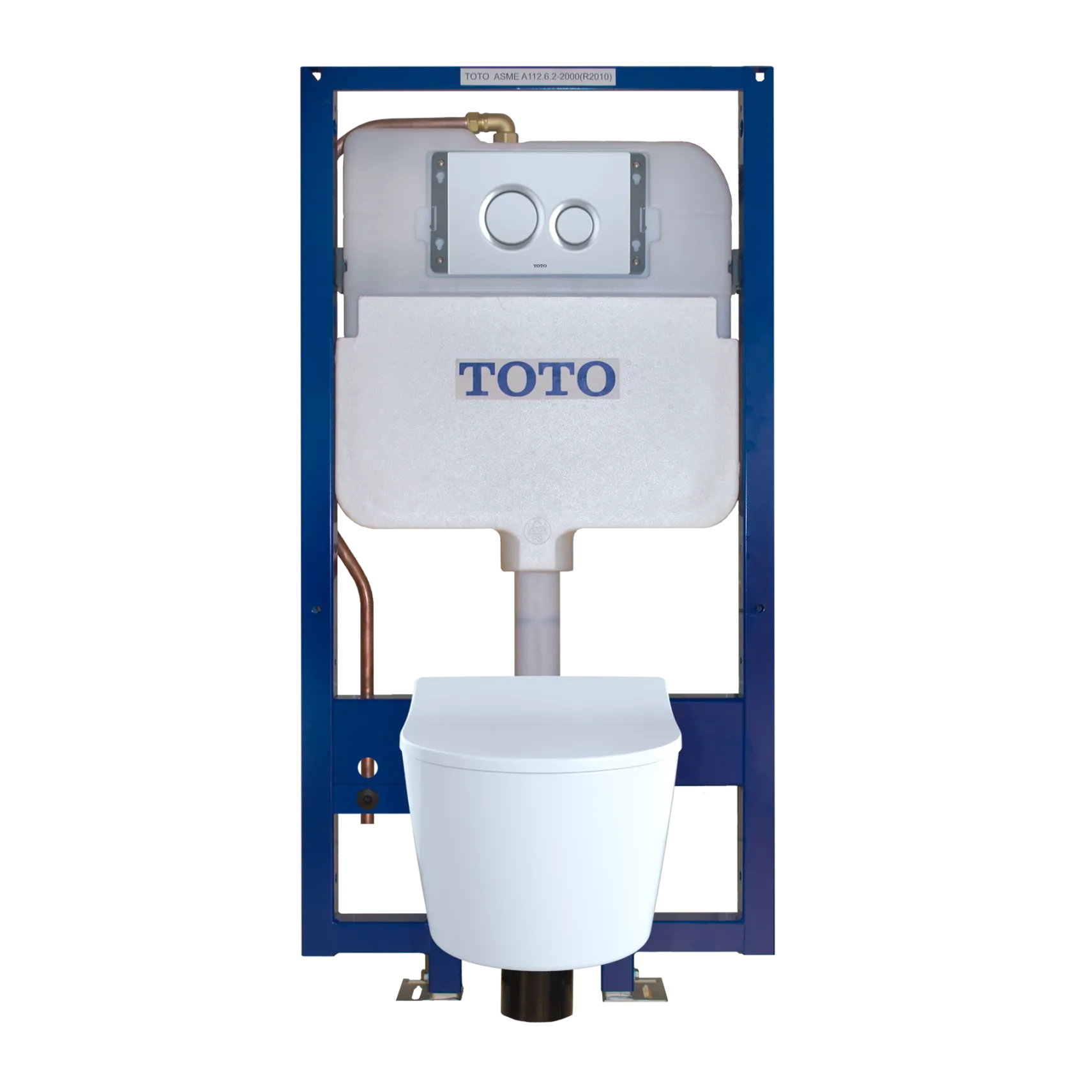 TOTO RP Wall-Hung Contemporary D-Shape Dual Flush 1.28 and 0.9 GPF Toilet with CEFIONTECT, Cotton White, Vitreous China, CT447CFG#01