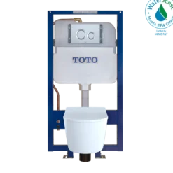 TOTO RP Wall-Hung D-Shape Toilet and DuoFit In-Wall 1.28 and 0.9 GPF Dual-Flush Tank System with Copper Supply, Matte Silver, Vitreous China|Steel|Plastic, CWT447247CMFG#MS