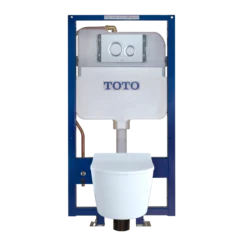 TOTO RP Wall-Hung D-Shape Toilet and DuoFit In-Wall 1.28 and 0.9 GPF Dual-Flush Tank System with Copper Supply, Matte Silver, Vitreous China|Steel|Plastic, CWT447247CMFG#MS