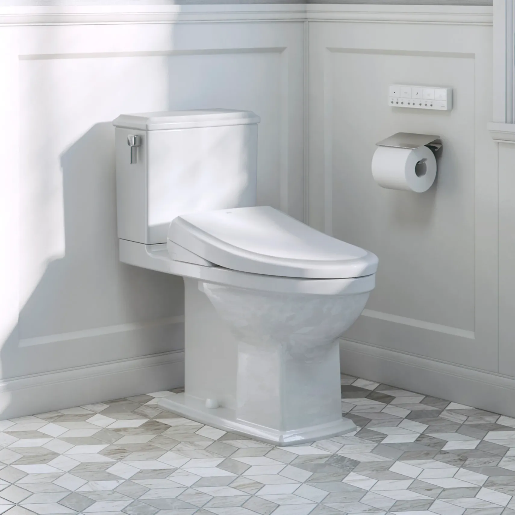 TOTO S7 WASHLET+ Electronic Bidet Toilet Seat with EWATER+ Bowl and Wand Cleaning and Classic Lid, Elongated, Cotton White, Plastic, SW4724AT40#01