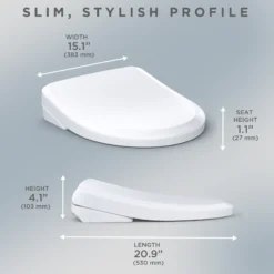 TOTO S7 WASHLET+ Electronic Bidet Toilet Seat with EWATER+ Bowl and Wand Cleaning and Classic Lid, Elongated, Cotton White, Plastic, SW4724AT40#01