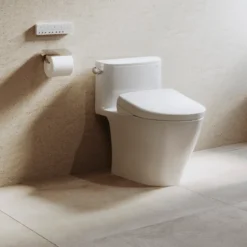 TOTO S7 WASHLET+ Electronic Bidet Toilet Seat with EWATER+ Bowl and Wand Cleaning and Contemporary Lid, Elongated, Cotton White, Plastic, SW4726AT40#01