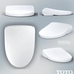 TOTO S7 WASHLET+ Electronic Bidet Toilet Seat with EWATER+ Bowl and Wand Cleaning and Contemporary Lid, Elongated, Cotton White, Plastic, SW4726AT40#01