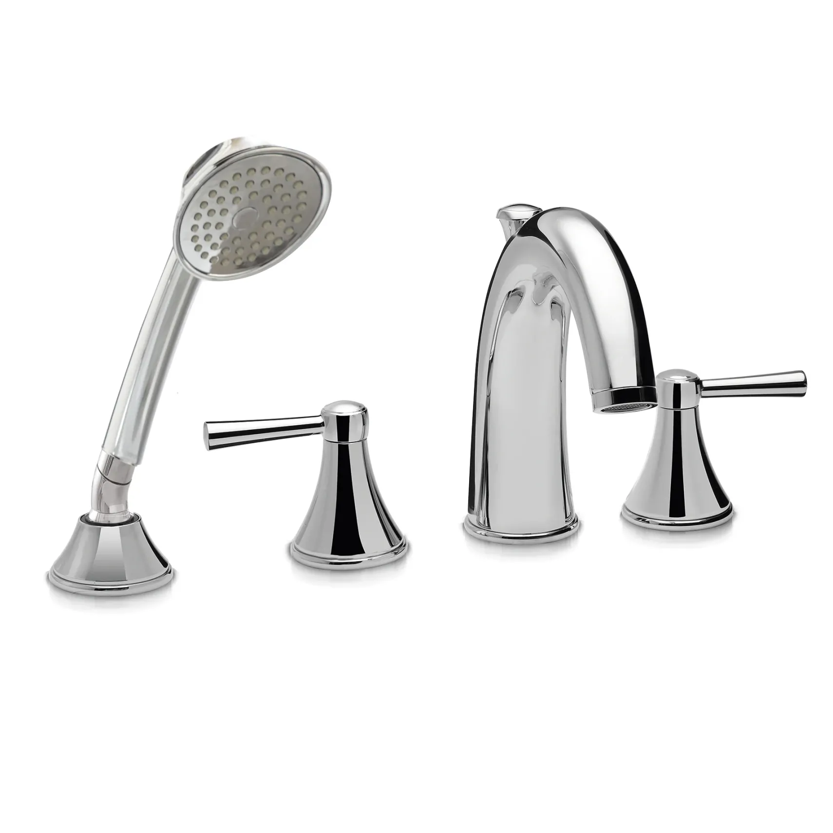 TOTO Silas Two-Handle Deck-Mount Roman Tub Filler Trim with Handshower, Polished Chrome, Brass, TB210S#CP