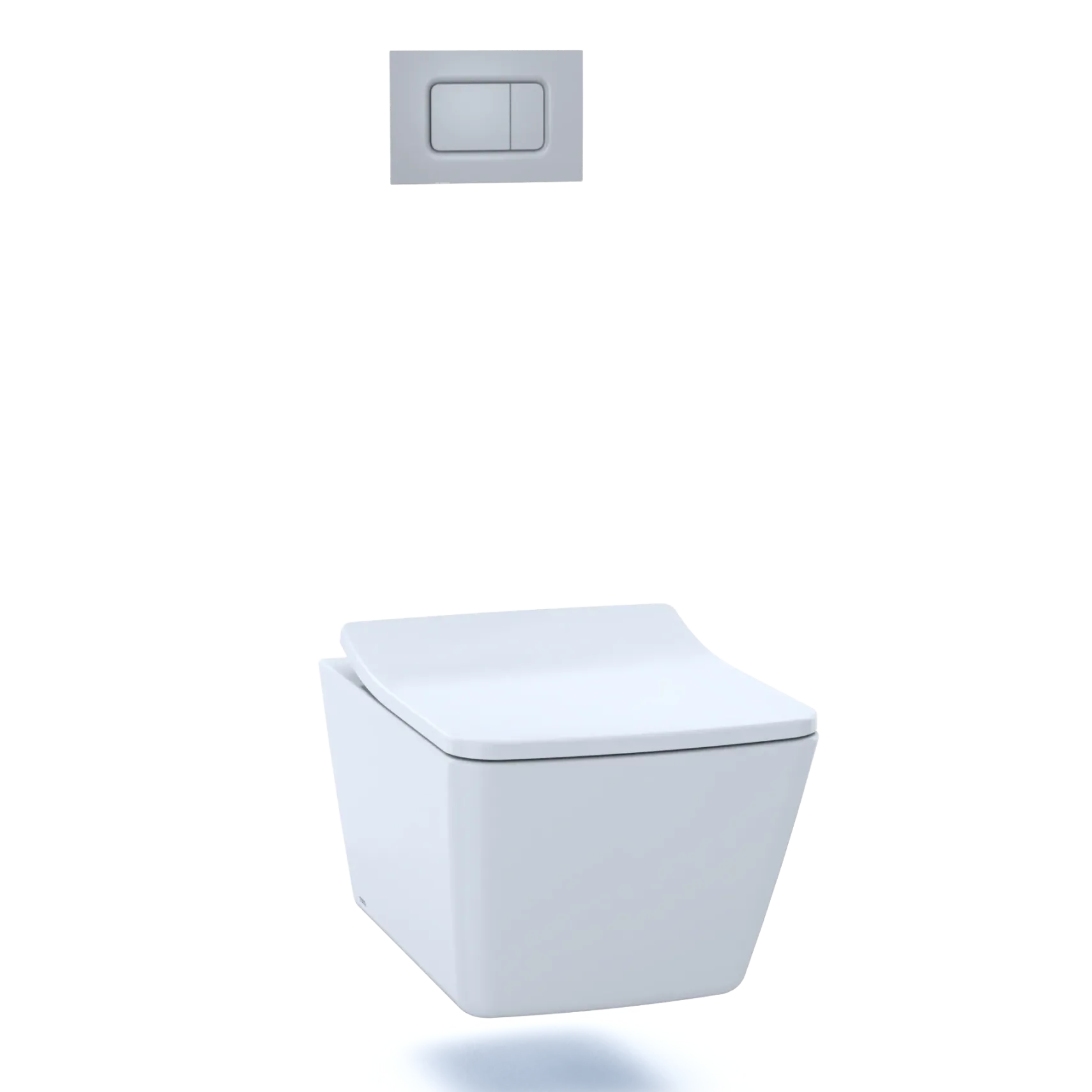 TOTO SP Wall-Hung Square-Shape Toilet and DuoFit In-Wall 1.28 and 0.9 GPF Dual-Flush Tank System with Copper Supply- Vitreous China|Urea Resin, Matte Silver, CWT449249CMFG#MS