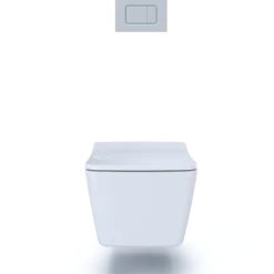 TOTO SP Wall-Hung Square-Shape Toilet and DuoFit In-Wall 1.28 and 0.9 GPF Dual-Flush Tank System with Copper Supply- Vitreous China|Urea Resin, Matte Silver, CWT449249CMFG#MS