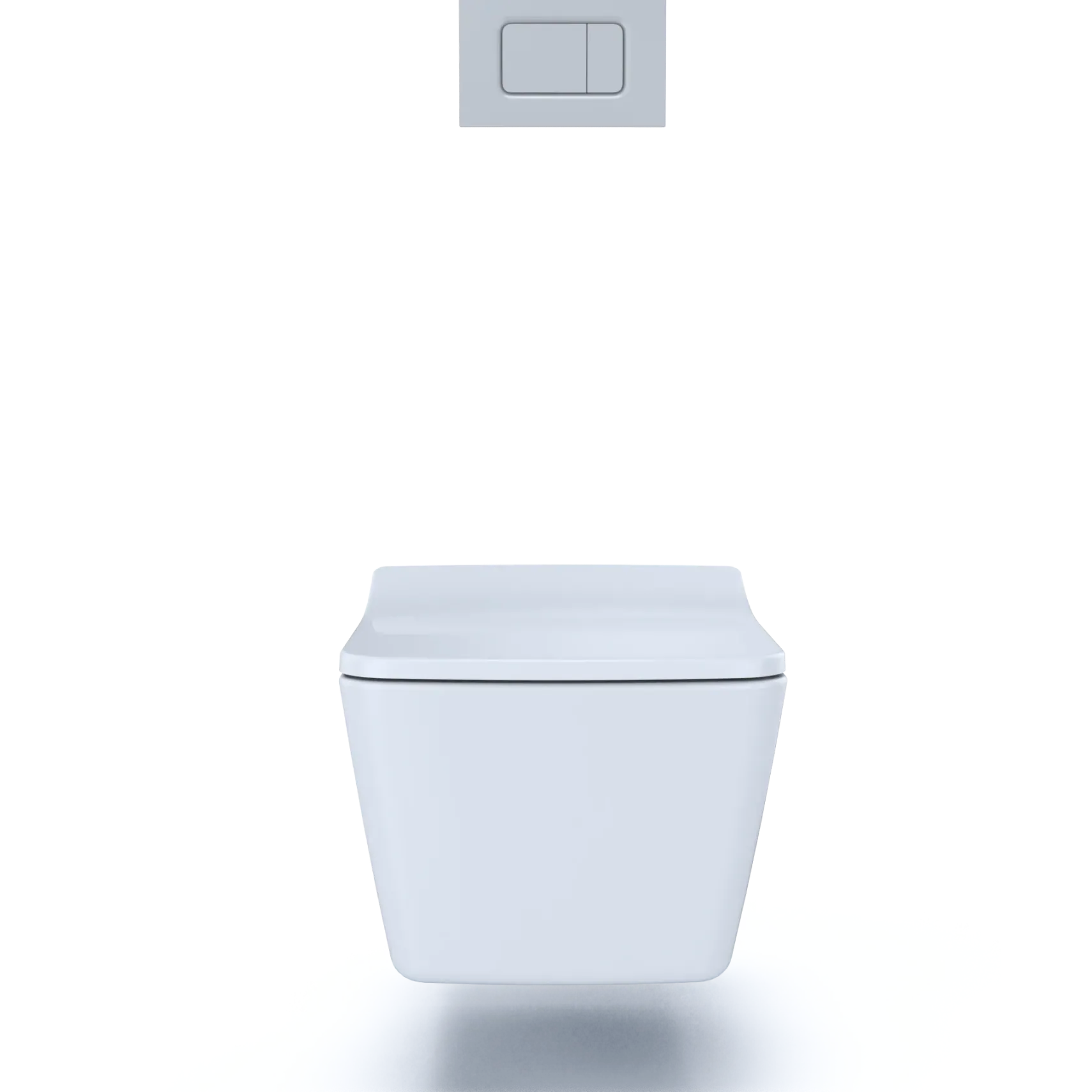 TOTO SP Wall-Hung Square-Shape Toilet and DuoFit In-Wall 1.28 and 0.9 GPF Dual-Flush Tank System with Copper Supply- Vitreous China|Urea Resin, Matte Silver, CWT449249CMFG#MS