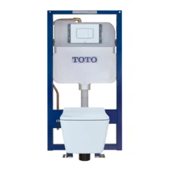 TOTO SP Wall-Hung Square-Shape Toilet and DuoFit In-Wall 1.28 and 0.9 GPF Dual-Flush Tank System with Copper Supply- Vitreous China|Urea Resin, White Matte, CWT449249CMFG#WH