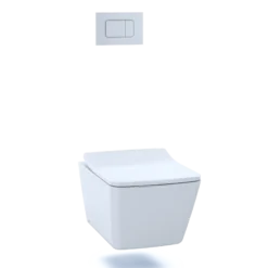 TOTO SP Wall-Hung Square-Shape Toilet and DuoFit In-Wall 1.28 and 0.9 GPF Dual-Flush Tank System with Copper Supply- Vitreous China|Urea Resin, White Matte, CWT449249CMFG#WH