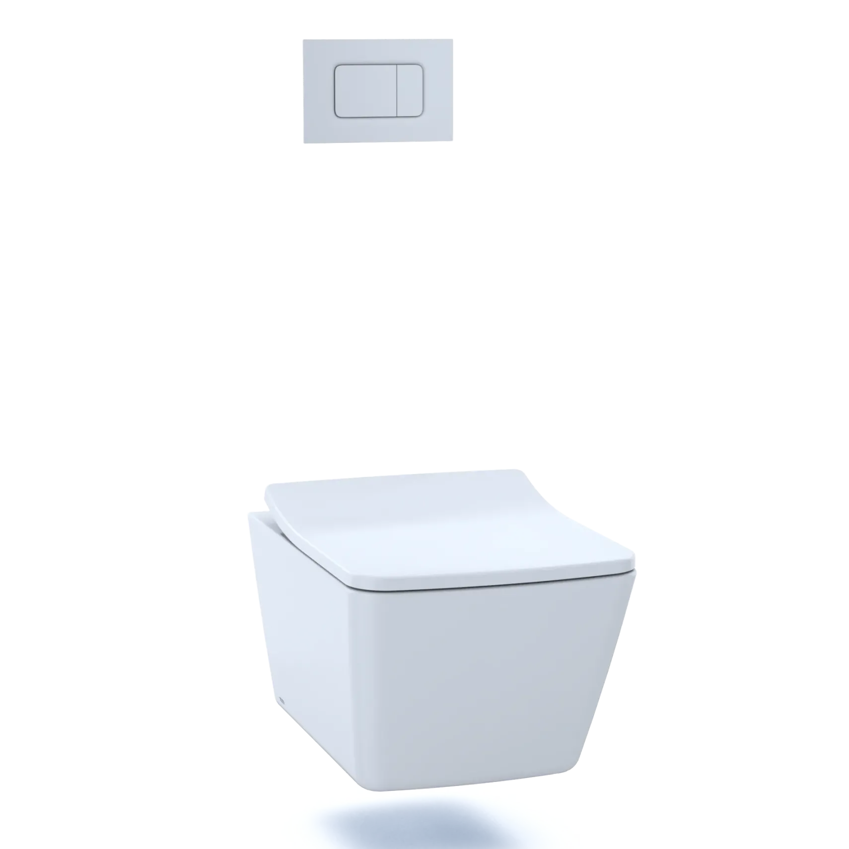 TOTO SP Wall-Hung Square-Shape Toilet and DuoFit In-Wall 1.28 and 0.9 GPF Dual-Flush Tank System with Copper Supply- Vitreous China|Urea Resin, White Matte, CWT449249CMFG#WH