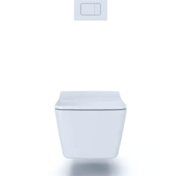 TOTO SP Wall-Hung Square-Shape Toilet and DuoFit In-Wall 1.28 and 0.9 GPF Dual-Flush Tank System with Copper Supply- Vitreous China|Urea Resin, White Matte, CWT449249CMFG#WH