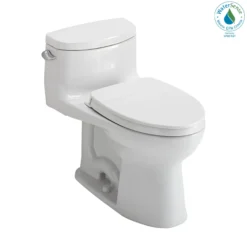 TOTO Supreme II One-Piece Elongated 1.28 GPF Universal Height Toilet with CEFIONTECT and SS124 SoftClose Seat, WASHLET+ Ready, Cotton White, Vitreous China|Plastic, MS634124CEFG#01