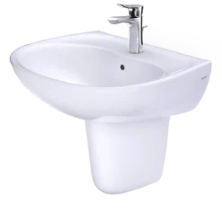 TOTO Supreme Oval Wall-Mount Bathroom Sink with CeFiONtect and Shroud for Single Hole Faucets, Cotton White, Vitreous China, LHT241G#01
