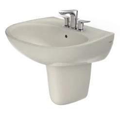 TOTO Supreme Oval Wall-Mount Bathroom Sink with CEFIONTECT and Shroud for 4 Inch Center Faucets, Sedona Beige, Vitreous China, LHT241.4G#12