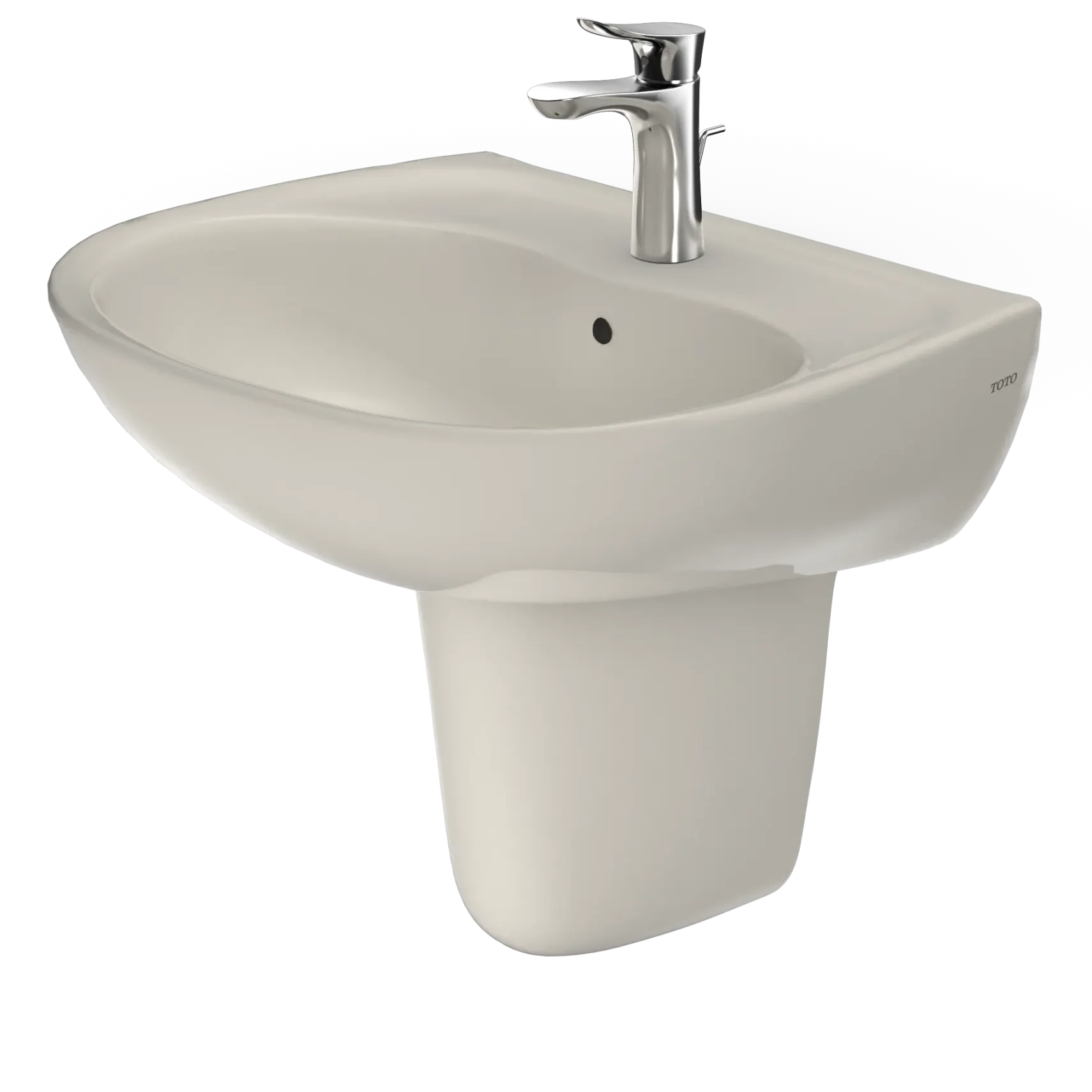 TOTO Supreme Oval Wall-Mount Bathroom Sink with CeFiONtect and Shroud for Single Hole Faucets, Sedona Beige, Vitreous China, LHT241G#12