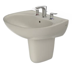 TOTO Supreme Oval Wall-Mount Bathroom Sink with CEFIONTECT and Shroud for 8 Inch Center Faucets, Bone, Vitreous China, LHT241.8G#03
