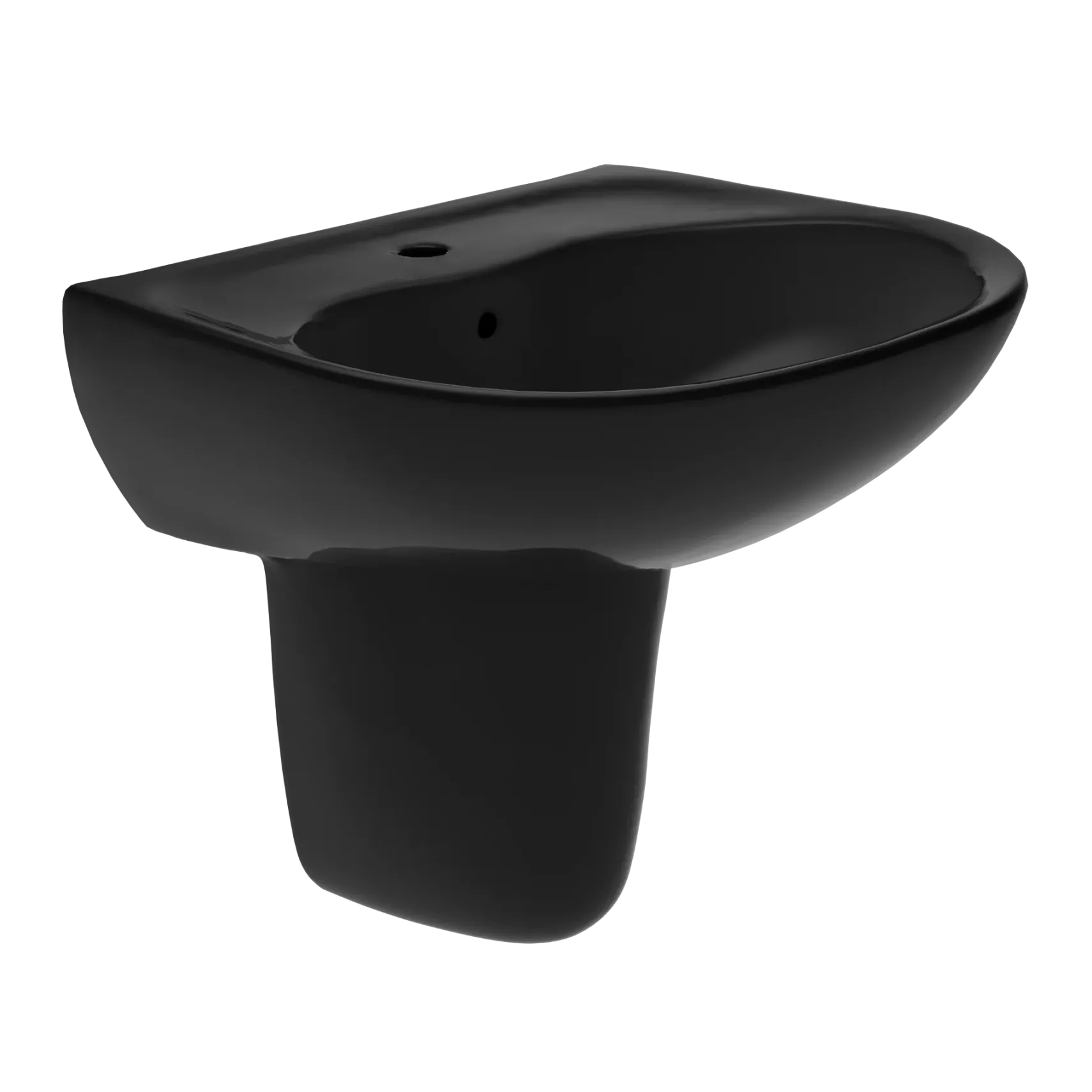 TOTO Supreme Oval Wall-Mount Bathroom Sink and Shroud for Single Hole Faucets, Ebony, Vitreous China, LHT241#51