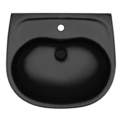 TOTO Supreme Oval Wall-Mount Bathroom Sink and Shroud for Single Hole Faucets, Ebony, Vitreous China, LHT241#51