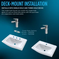 TOTO TLS01301U#CP LB Series 1.2 GPM Single Handle Brass Bathroom Sink Faucet with Drain Assembly, Polished Chrome