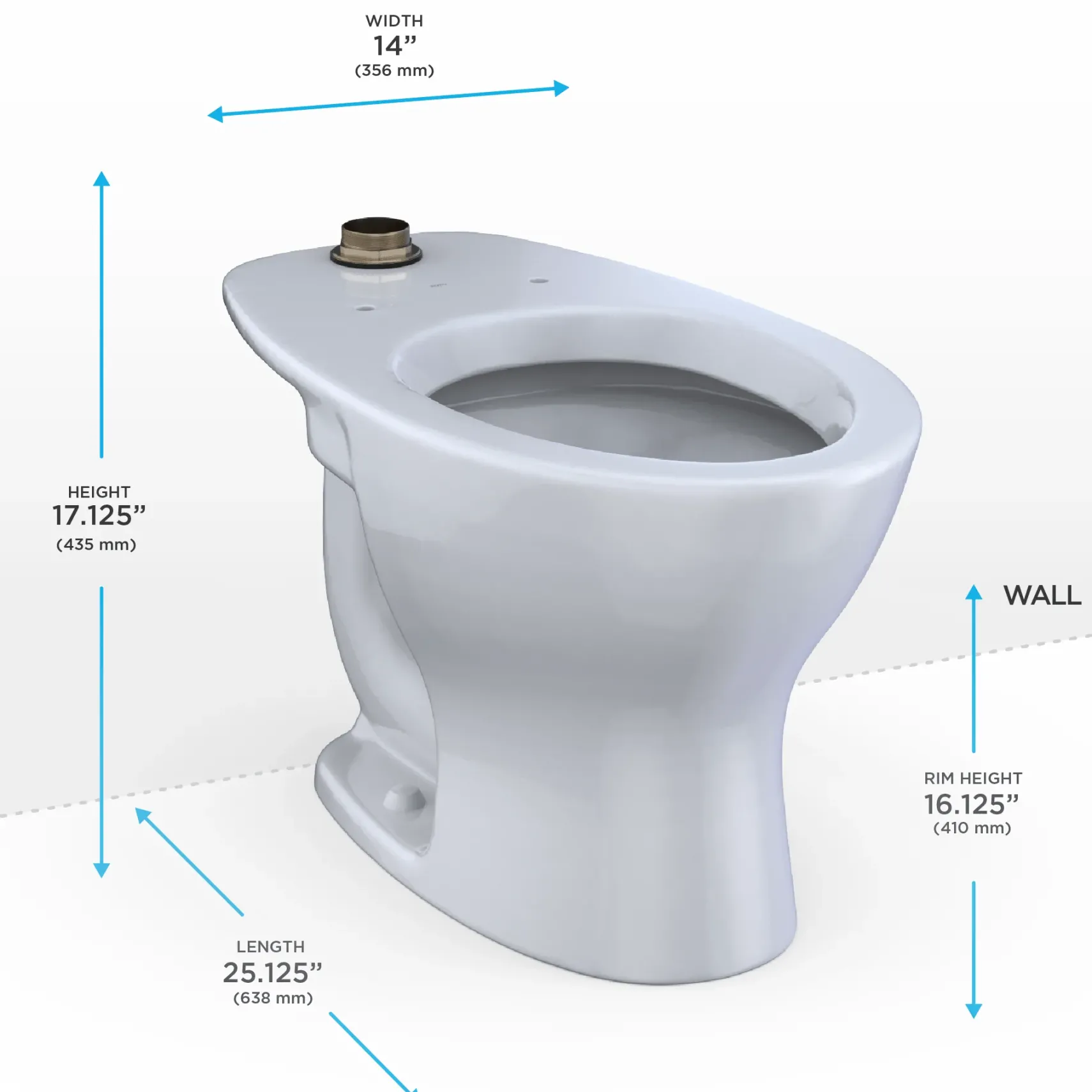 TOTO TORNADO FLUSH Commercial Flushometer Floor-Mounted Universal Height Toilet with CEFIONTECT, ADA Compliant, Elongated, Cotton White, Vitreous China, CT725CUFG#01