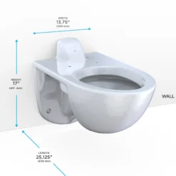 TOTO TORNADO FLUSH Commercial Flushometer Wall-Mounted Toilet, Elongated, Cotton White, Vitreous China, CT728CUV#01