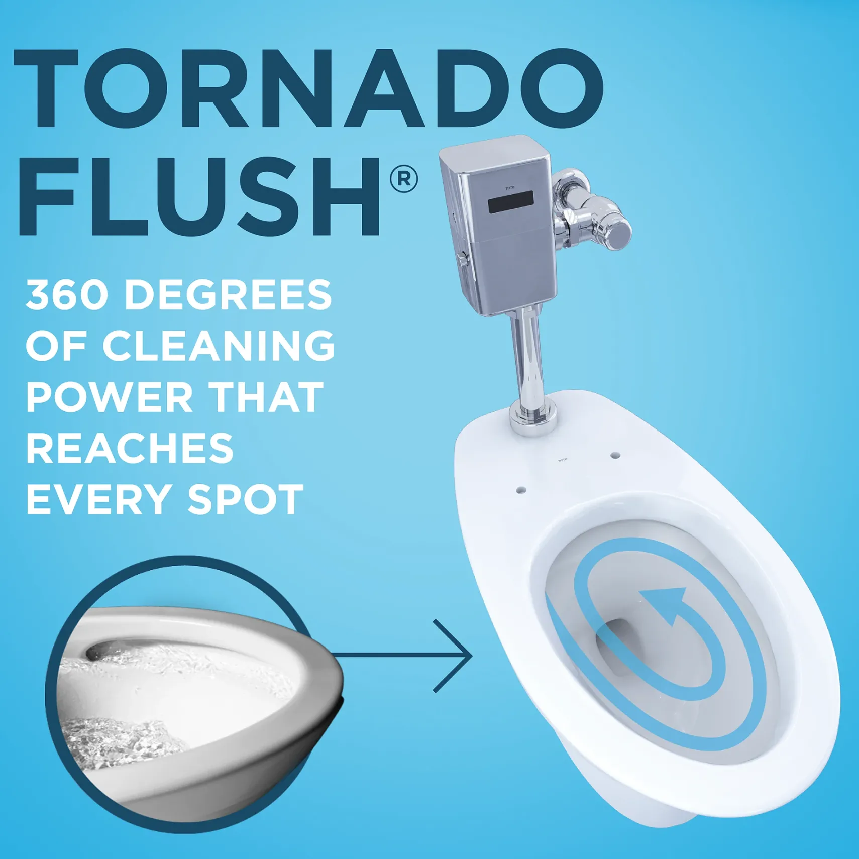 TOTO TORNADO FLUSH Commercial Flushometer Wall-Mounted Toilet, Elongated, Cotton White, Vitreous China, CT728CUV#01