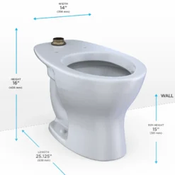 TOTO TORNADO FLUSH Commercial Flushometer Floor-Mounted Toilet, Elongated, Cotton White, Vitreous China, CT725CU#01