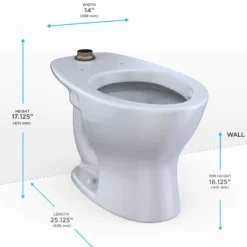 TOTO TORNADO FLUSH Commercial Flushometer Floor-Mounted Universal Height Toilet, ADA Compliant, Elongated, Cotton White, Vitreous China, CT725CUF#01