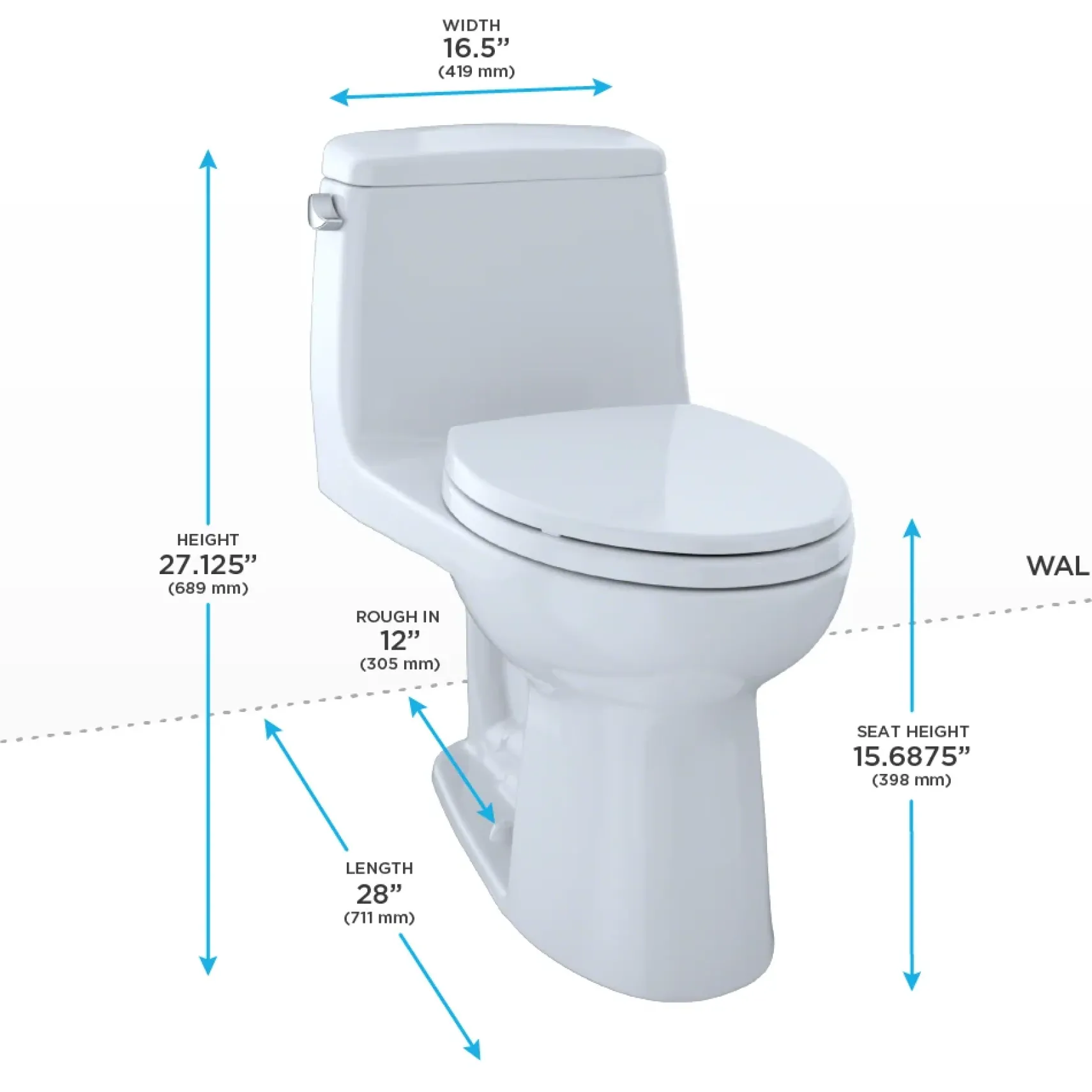 TOTO Ultimate One-Piece Elongated 1.6 GPF Toilet, Cotton White, Vitreous China, MS854114#01