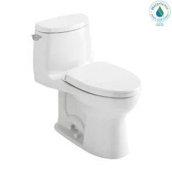 TOTO UltraMax II 1G One-Piece Elongated 1.0 GPF Universal Height Toilet with CEFIONTECT and SS124 SoftClose Seat, WASHLET+ Ready, Cotton White, Vitreous China|Plastic, MS604124CUFG#01