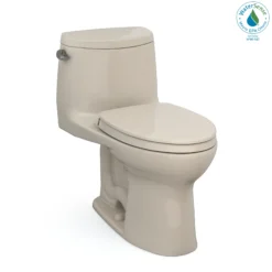 TOTO UltraMax II One-Piece Elongated 1.28 GPF Universal Height Toilet with CEFIONTECT and SS124 SoftClose Seat, WASHLET+ Ready, Bone, Vitreous China|Plastic, MS604124CEFG#03