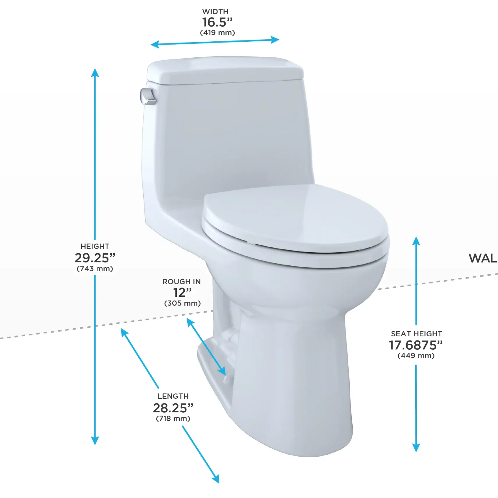 TOTO UltraMax One-Piece Elongated 1.6 GPF ADA Compliant Toilet, Colonial White, Vitreous China, MS854114SL#11