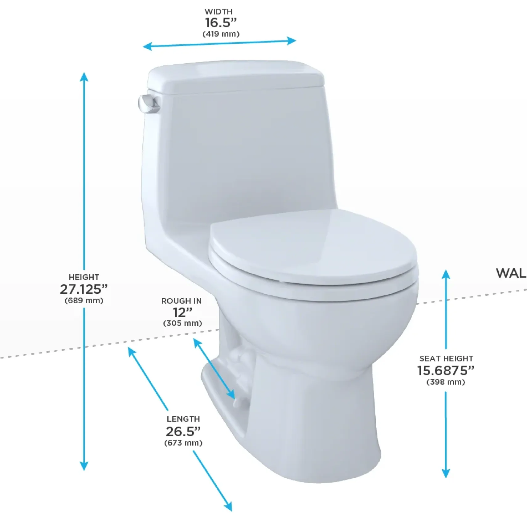 TOTO UltraMax One-Piece Round Bowl 1.6 GPF Toilet, Cotton White, Vitreous China, MS853113S#01