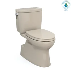 TOTO Vespin II 1G Two-Piece Elongated 1.0 GPF Universal Height Toilet with CEFIONTECT and SS124 SoftClose Seat, WASHLET+ Ready, Bone, Vitreous China|Plastic, MS474124CUFG#03
