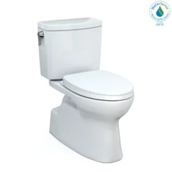 TOTO Vespin II 1G Two-Piece Elongated 1.0 GPF Universal Height Toilet with CEFIONTECT and SS124 SoftClose Seat, WASHLET+ Ready, Cotton White, Vitreous China|Plastic, MS474124CUFG#01