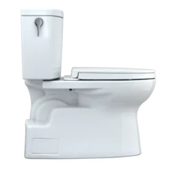 TOTO Vespin II 1G Two-Piece Elongated 1.0 GPF Universal Height Toilet with CEFIONTECT and SS124 SoftClose Seat, WASHLET+ Ready, Cotton White, Vitreous China|Plastic, MS474124CUFG#01