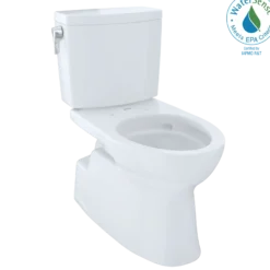 TOTO Vespin II 1G Two-Piece Elongated 1.0 GPF Universal Height Skirted Design Toilet with CEFIONTECT, Cotton White, Vitreous China, CST474CUFG#01