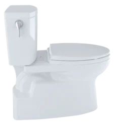 TOTO Vespin II 1G Two-Piece Elongated 1.0 GPF Universal Height Skirted Toilet with CEFIONTECT and Right-Hand Trip Lever, Cotton White, Vitreous China, CST474CUFRG#01