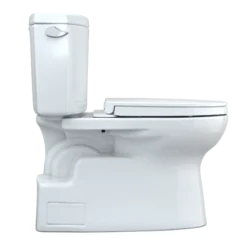 TOTO Vespin II Two-Piece Elongated 1.28 GPF Universal Height Toilet with CEFIONTECT and SS124 SoftClose Seat, WASHLET+ Ready, Cotton White, Vitreous China|Plastic, MS474124CEFG#01